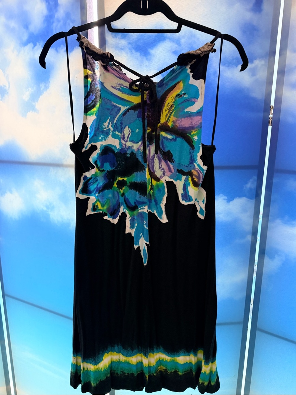 INC International Concepts Black Floral-Print Tie-Neck Sleeveless Camisole